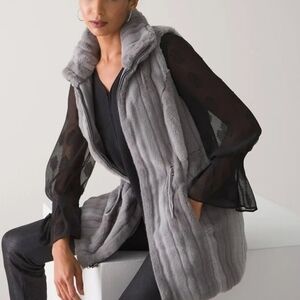 White House Black Market Charcoal Faux Fur Vest